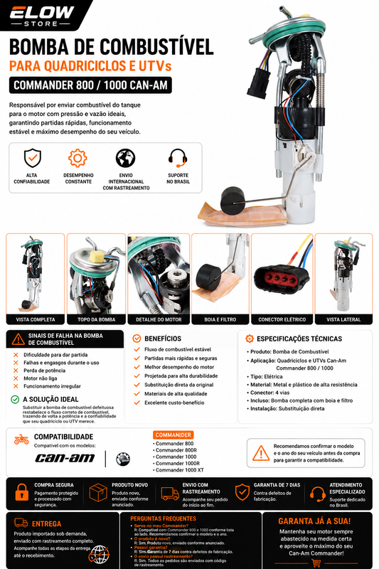 Bomba de Combustível Quadriciclos Atvs/ Utvs Commander 800/ 1000 Can Am
