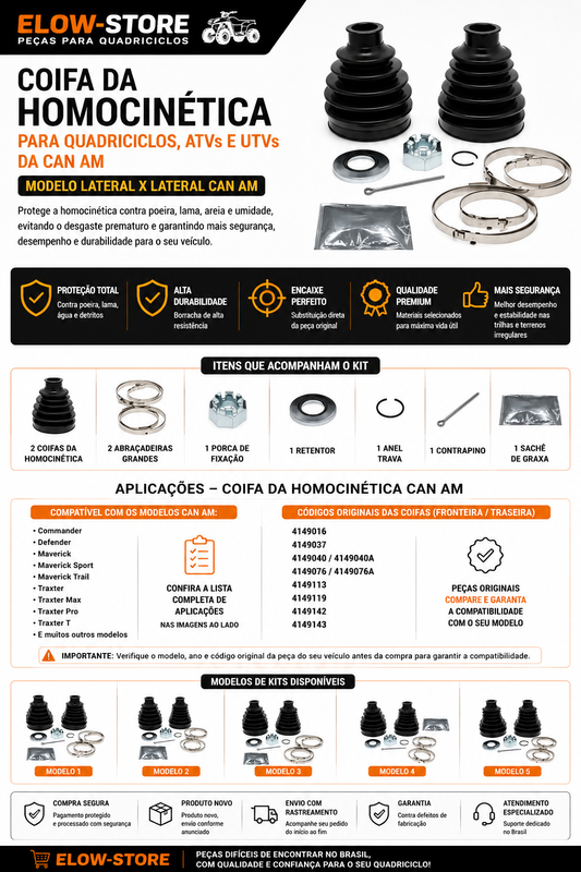 Coifa da Homocinetica para Quadriciclos Atvs/ Utvs da Can Am