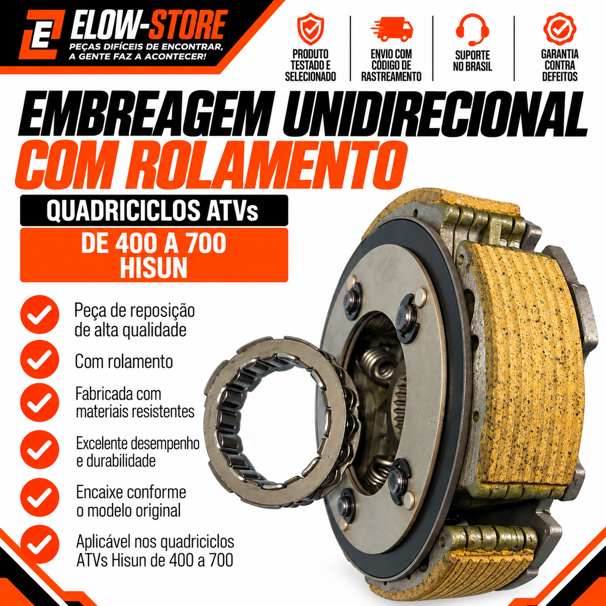 Embreagem Unidirecional com Rolamento Quadriciclos Atvs de 400 a 700 Hisun