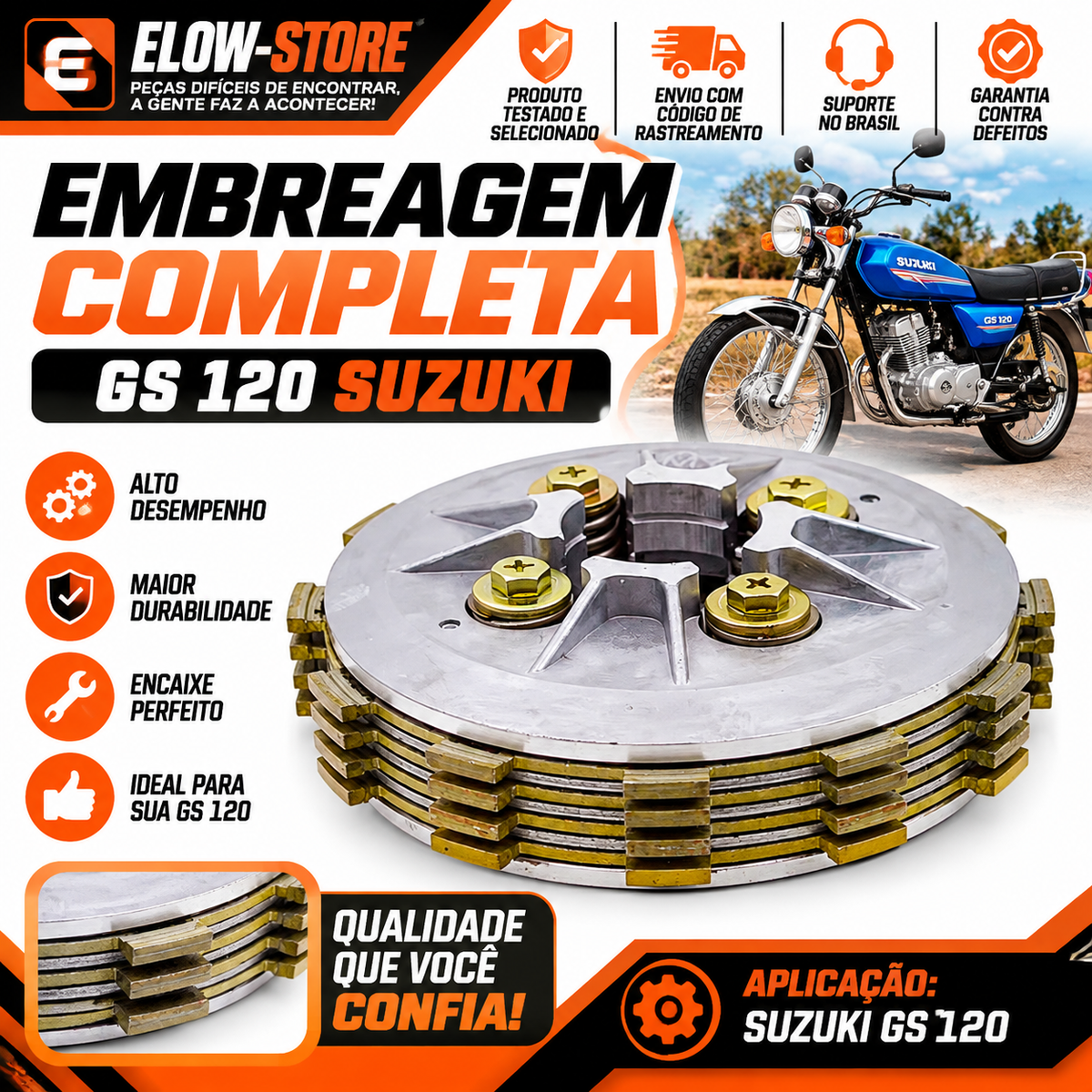 Embreagem Completa Gs 120 Suzuki