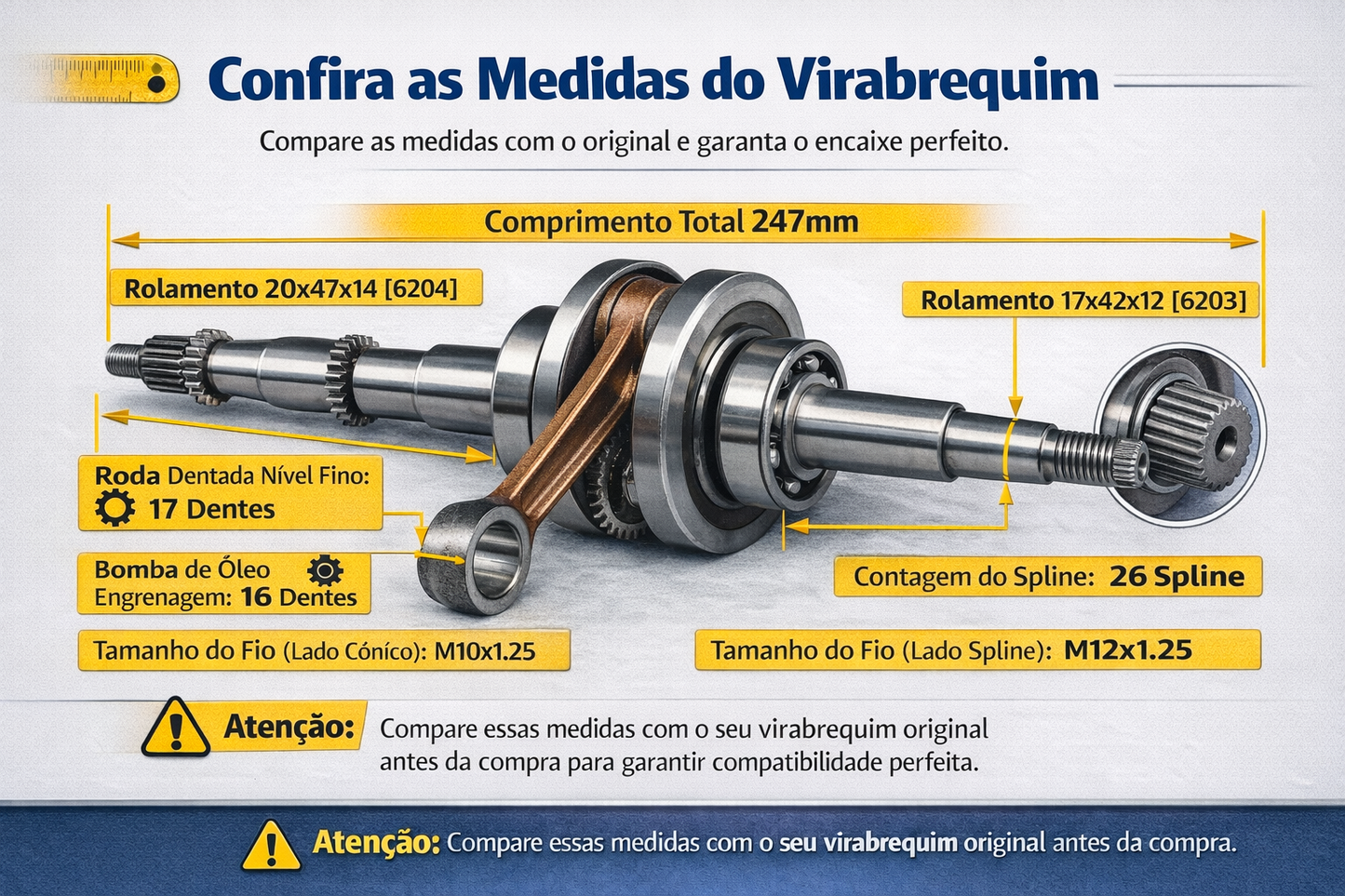 Virabrequim Completo GY6 50cc 4T Scooter