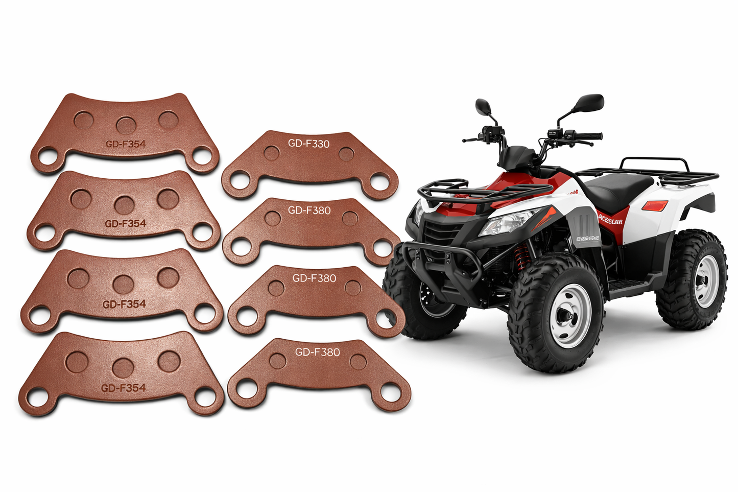 Pastilha Freio Dianteira e Traseira (4 Pçs) Quadriciclos Atvs Quadrilander 300 Acellera