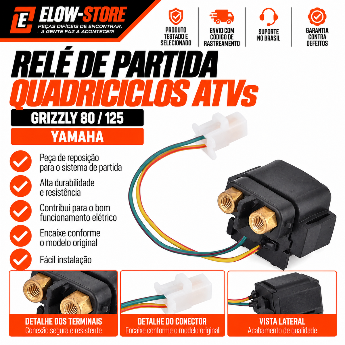 Rele de Partida Quadriciclos Atvs Grizzly 80/ 125 Yamaha