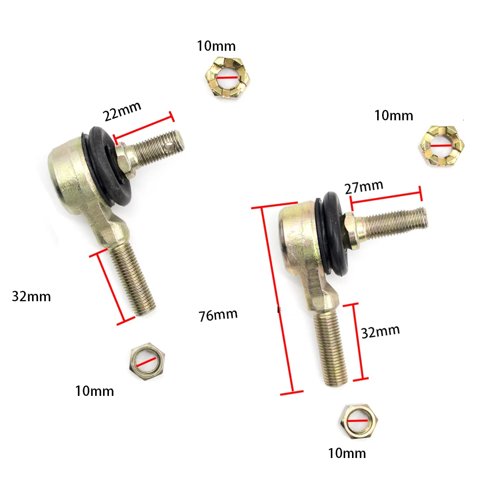 Terminal Direção 10-10mm (2 Pares) Quadriciclos Atvs De 110cc A 300cc