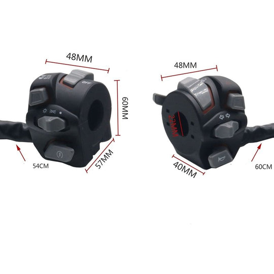 Conj. Interruptor Luz (Par) Universal 7/8 22mm Motos/Scooters/Quadriciclos Atvs